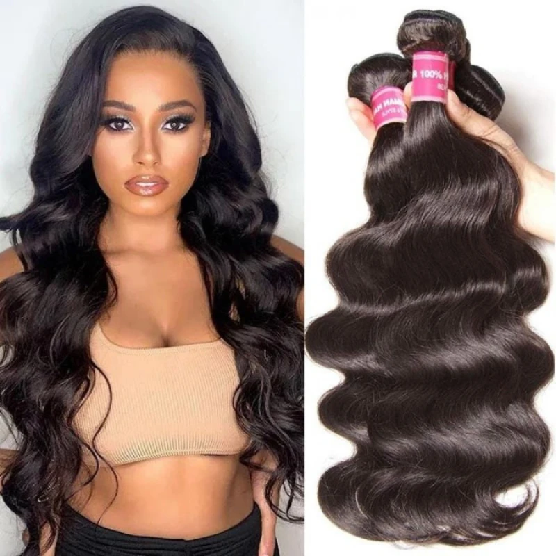 Human Hair Extensions Human Hair Bundles Human Hair Weave Julia Hair 30Inch Body Wave Brazilian Virgin Hair Bundles Natural Color 100% Human Weave 3/4 pcs for Africa American Women