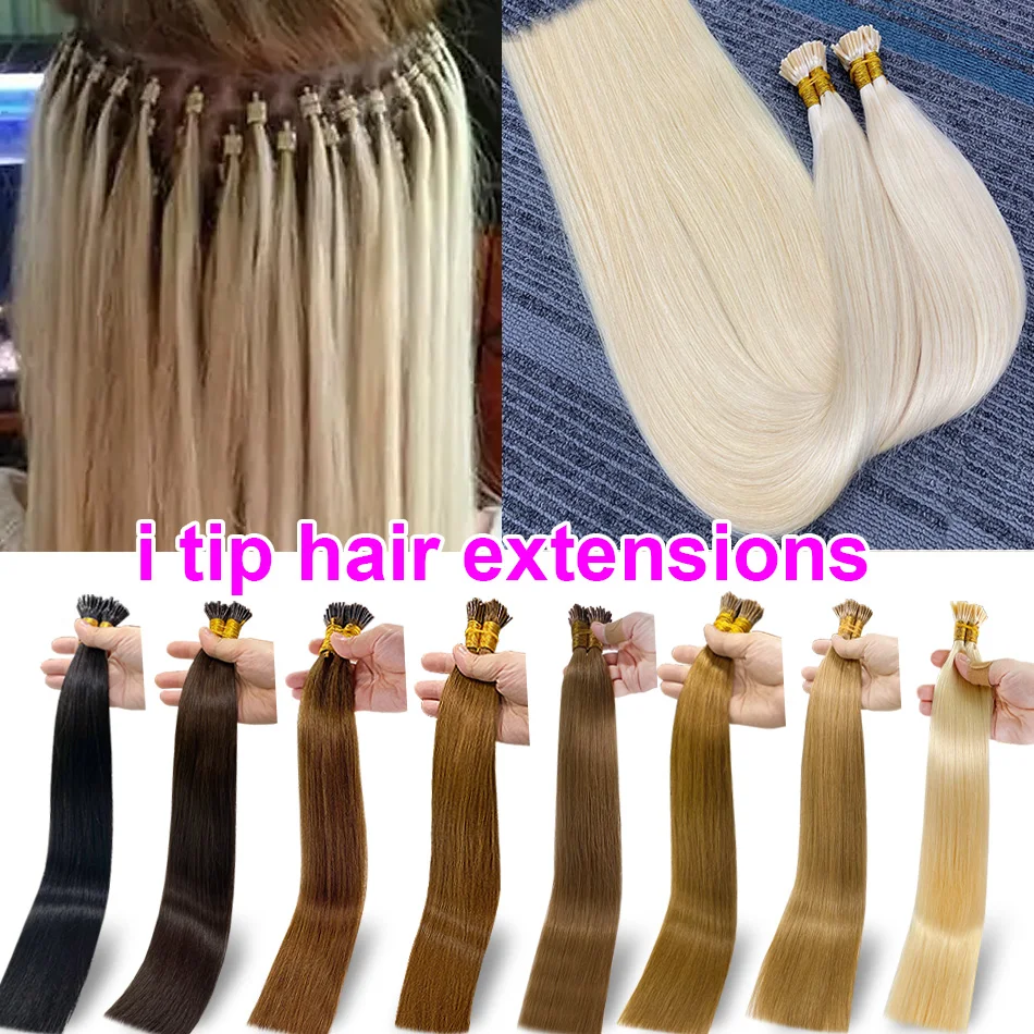 Straight I Tip hair Extensions Human Hair Natural for Women 613 Bundles Original Human Hair 30 inch Remy Extension