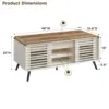 48" Lift Top Coffee Table with Slatted Sliding Door, Mid Century Modern Center Table with Hidden Storage Compartment 2