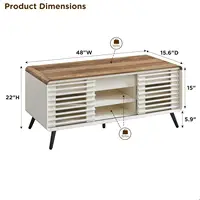 48" Lift Top Coffee Table with Slatted Sliding Door, Mid Century Modern Center Table with Hidden Storage Compartment 2