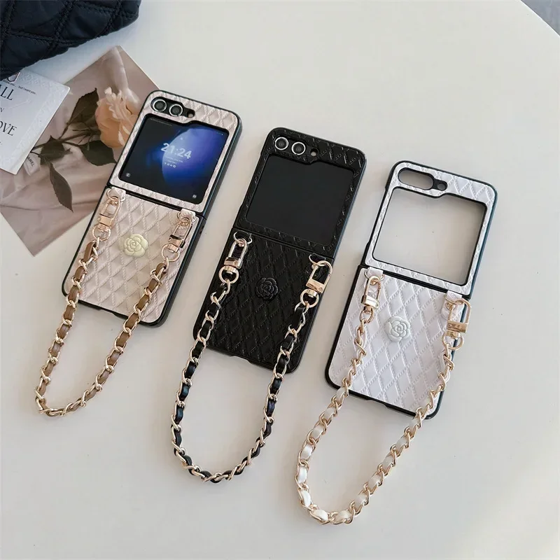 

Luxury Beads Grid Flowers Case for Samsung Galaxy Z Flip 5 4 3 Back Cover for ZFlip3 ZFlip4 ZFlip5 Hard Case Protective Shell