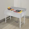 Freestanding Rectangular Silver Stainless Steel Sink Commercial Outdoor Sink for Homes/Restaurants 2