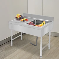 Freestanding Rectangular Silver Stainless Steel Sink Commercial Outdoor Sink for Homes/Restaurants 2