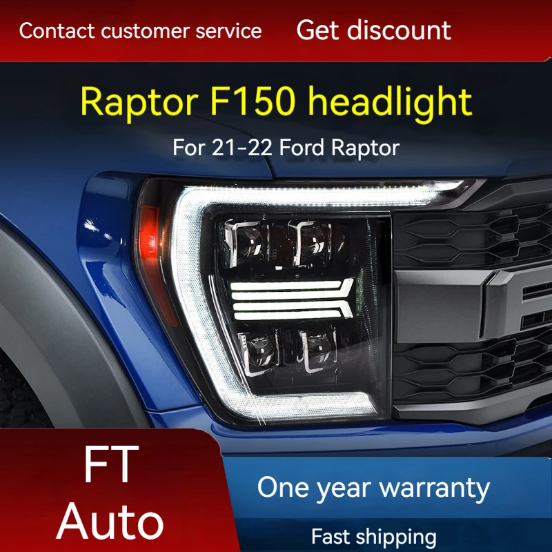 

Автомобильные фары для 21-23 Ford Raptor F150, фары в сборе, модификация, зеркальные линзы, дневные ходовые огни, плавные поворотники