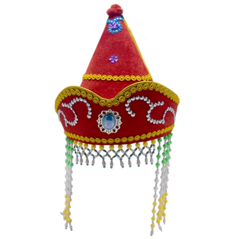 

Регулируемая шляпа для монгольского танца для мужчин и женщин, головной убор для фестиваля в этническом стиле Монголии HXBA
