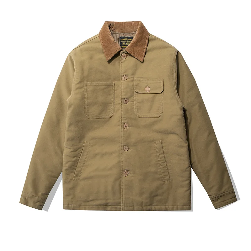 OKONKWO Mole Skin Thickened Multi Bag Cotton Jacket Corduroy Matching Sports Coat Outdoor Trekking Climbing Camp Windbreakers