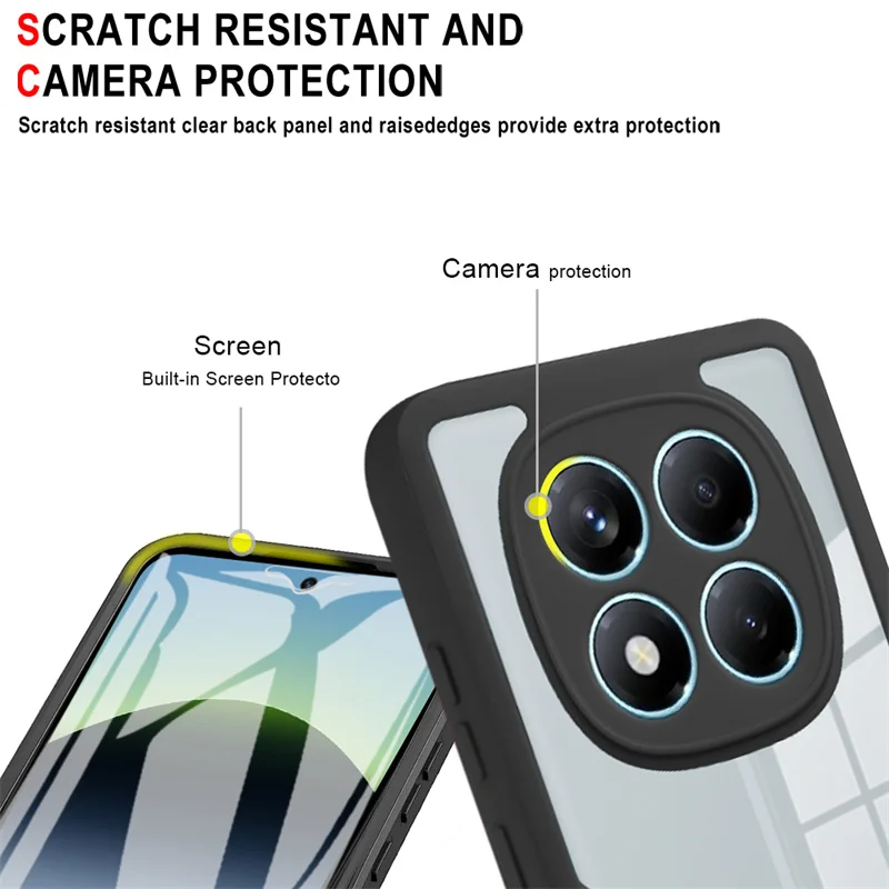 Enhanced Protective Dual Layer Clear Case - Acrylic + TPU 360° Full Body Shockproof Cover