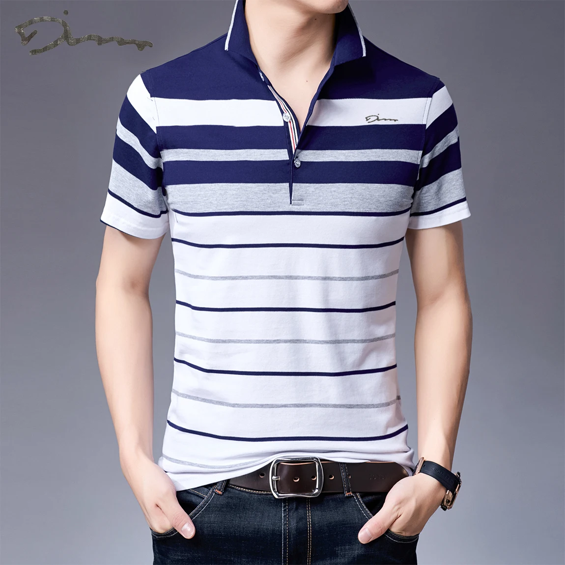 Brand Embroidery Men's Cotton Polo Shirts Classics 2024 Summer Striped Button Clothing Business Streetwear Short Sleeved T-shirt 11 Sa58de883d3144a11baf44c38407d84bdJ