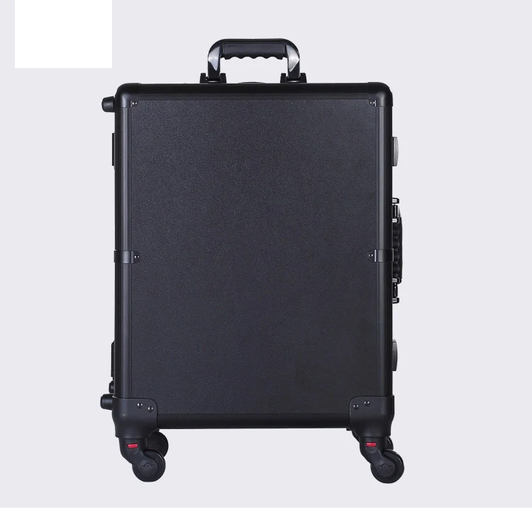 Professional Rolling Cosmetic Case Beauty Makeup Trolley suitcase LED Light Mirror Box Pink Luggage Aluminum frame Folding table travel luggage