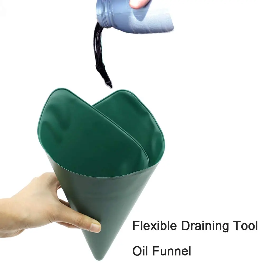 Flexible Draining Tool Foldable Flexible Free Oil Filter Reusable Funnel Drainage Oil Guide Tool 19.5&times;7.9&times;5.11 inches for Cars