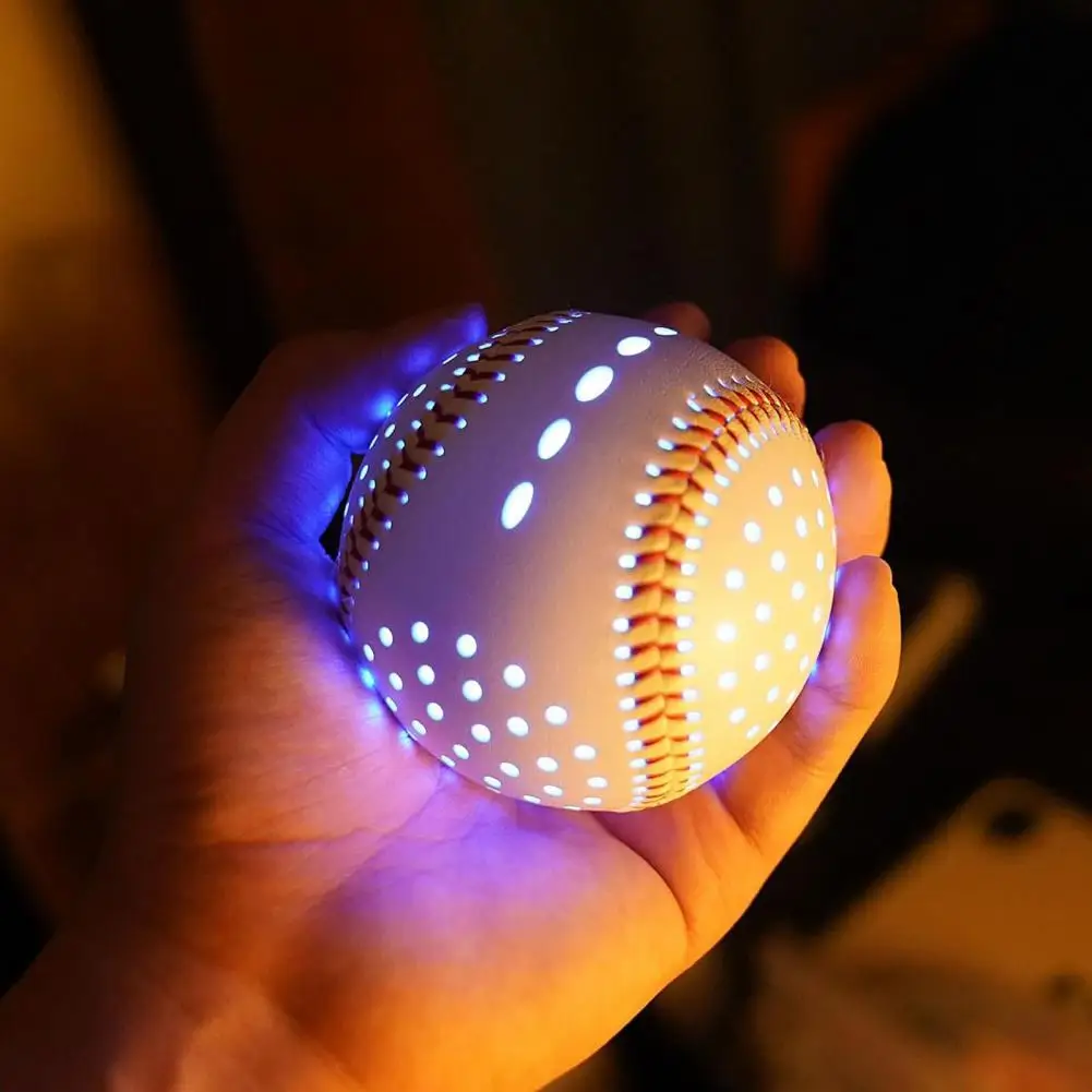 Glow Baseball Colorful LED Light Up 6 Colors 2 Shining Molds Faux Leather Rechargeable Practice Baseball Kids Toy