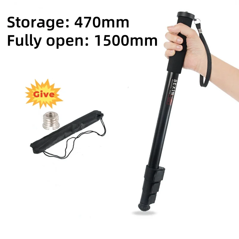 Aluminum Hunting Shooting Accessory V Shaped Rotating Yoke Monopod Telescopic Shooting Stick Hunting Stick with Shoulder Strap