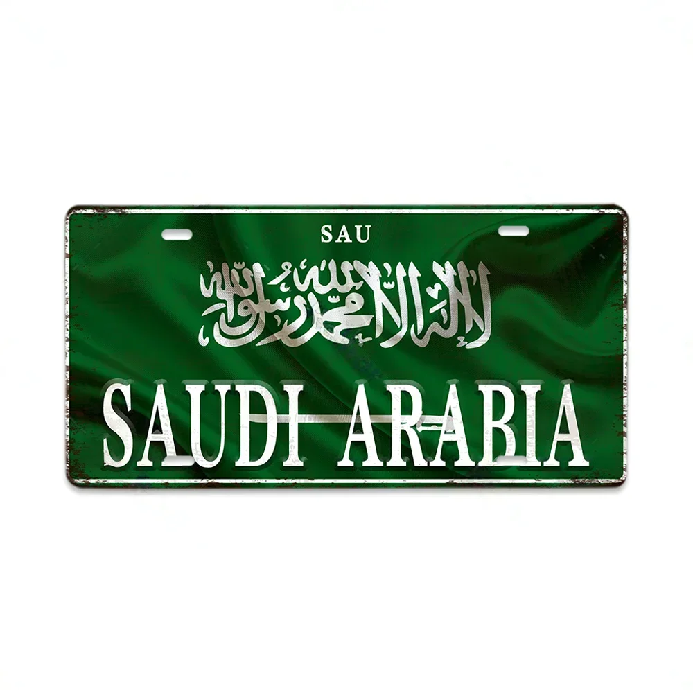 Vintage Tourism Country Poster Metal Sign - Retro License Plate Style Wall Art