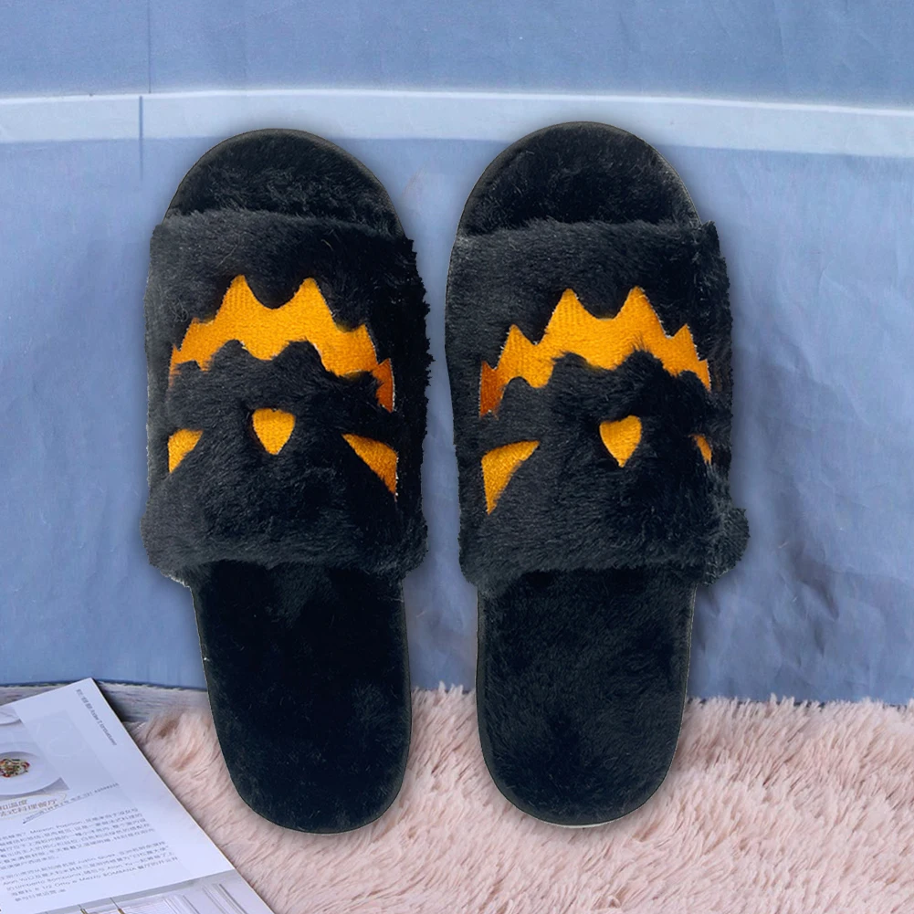 Halloween Spooky Slides Anti Slip Pumpkin Slippers Slip On Plush Slippers EVA Sole Household for Home Indoor