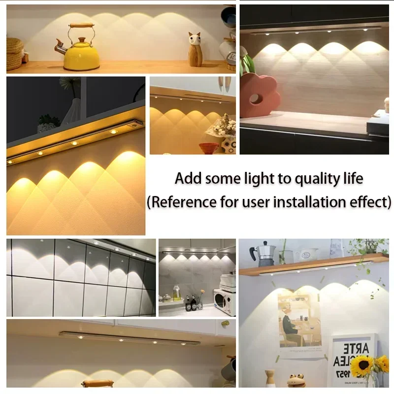 3 in 1 Under Cabinet Lights Wireless Lamp with Motion Sensor Night Lights for Kitchen Bedroom Wardrobe Closet Desk 20/30/40CM