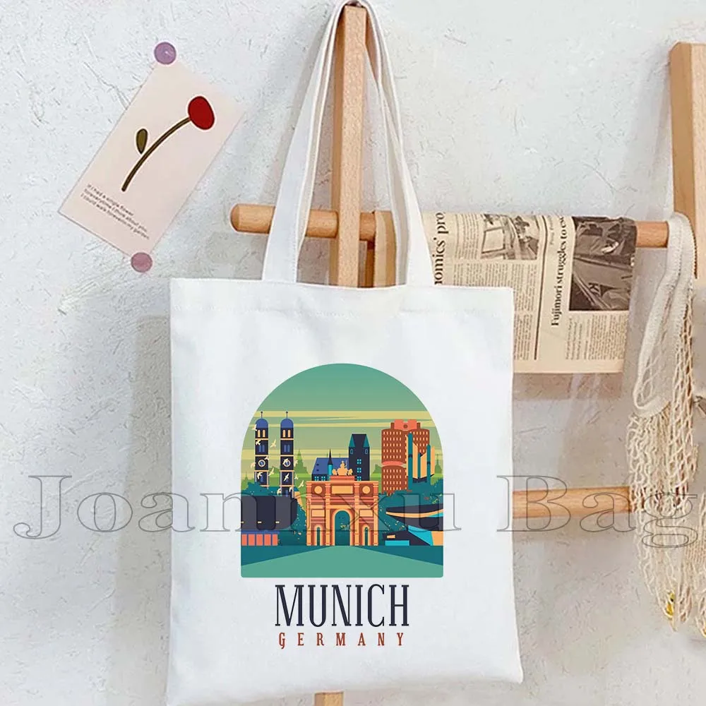 Munich Berlin Brasilia Rio De Janeiro Mexico City Tokyo Washington Split Zagreb Santiago Miami Landmark Canvas Tote Bag Handbags