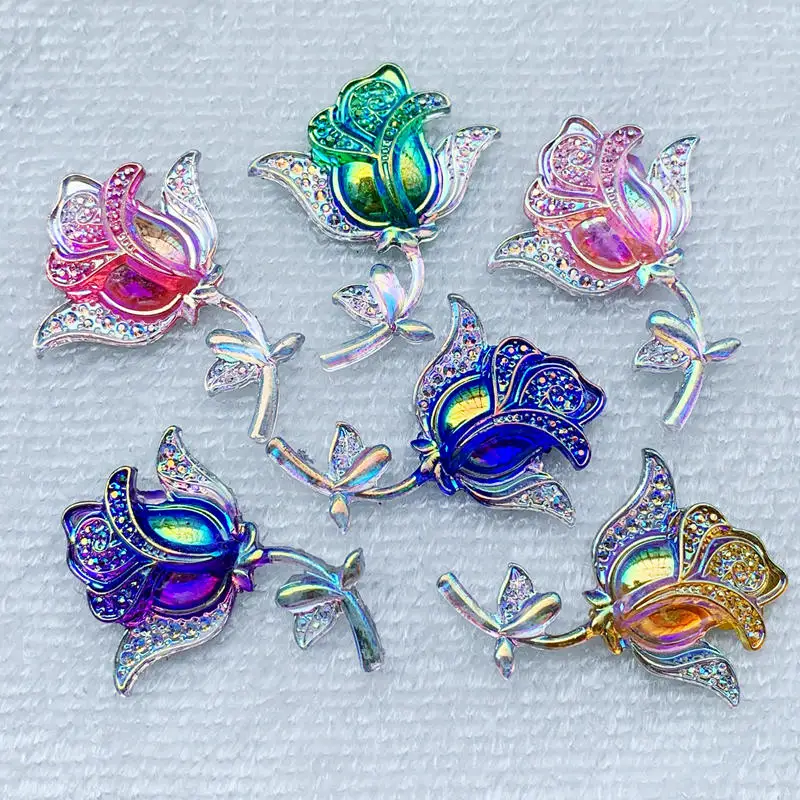 8pcs 34*45mm Flat Back Resins Cabochon Scrapbook 3d Resin Rose Flower