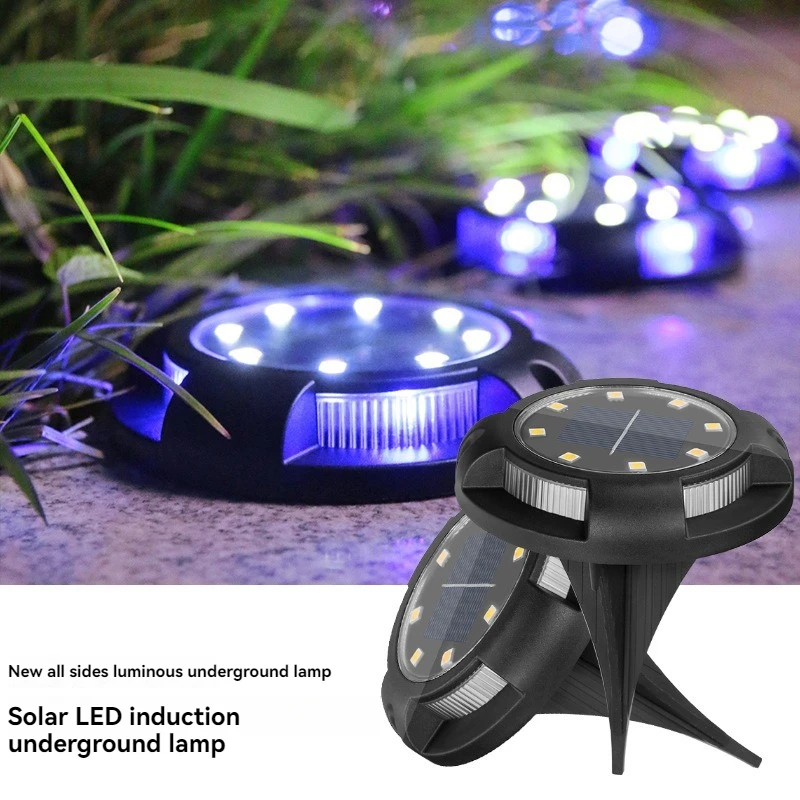 Outdoor Waterproof Solar Buried Light 8+4LED Side Light Deck Lawn Garden Installed Ground Insert garden decoration lamps