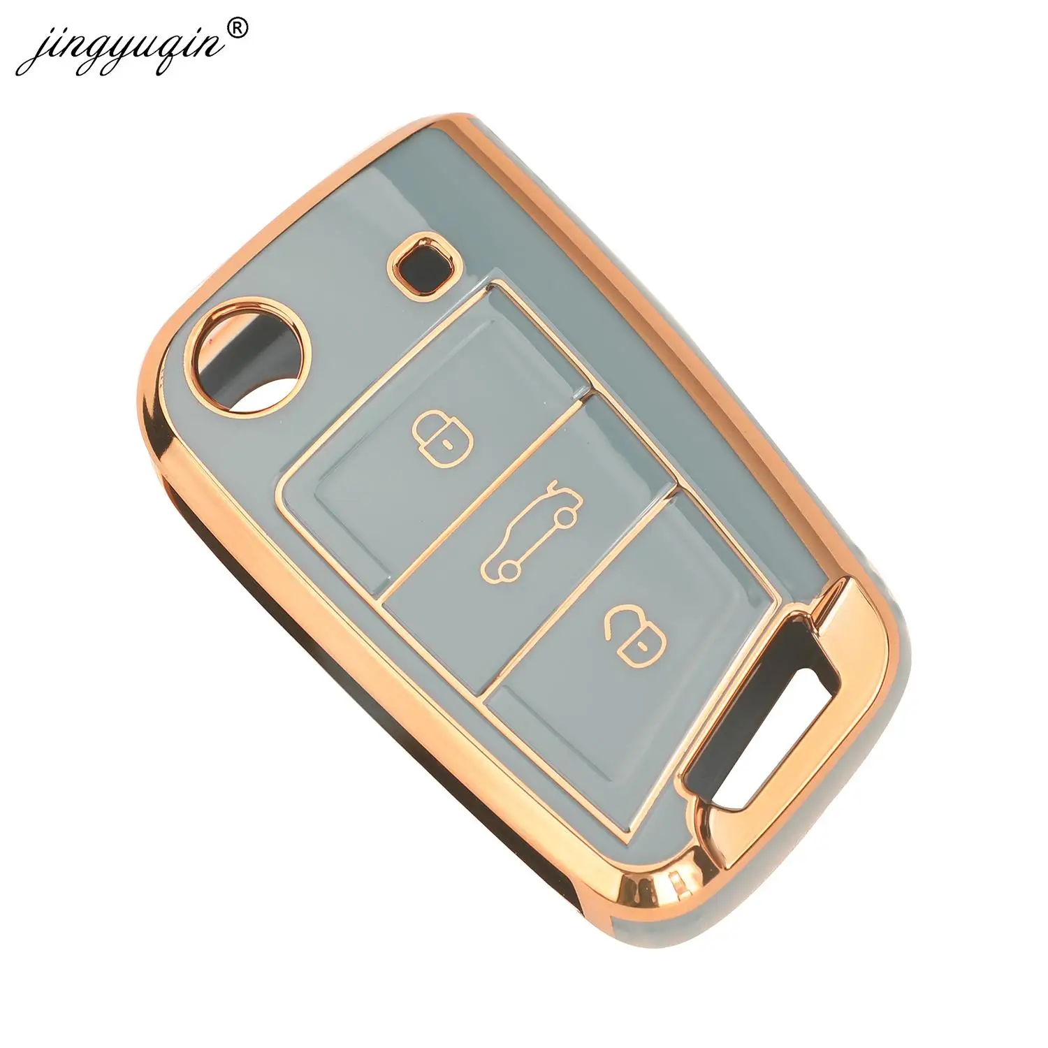 Jingyuqin TPU Car Flip Key Case Cover for VW, SEAT, and Skoda Vehicles