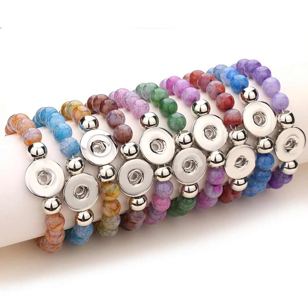 Snap Jewelry Beaded Braided Leather 18mm Snap Button Bracelet 10pcs/lot DIY Interchangeable Charms Bracelet Handmade Bracelet Jewelry