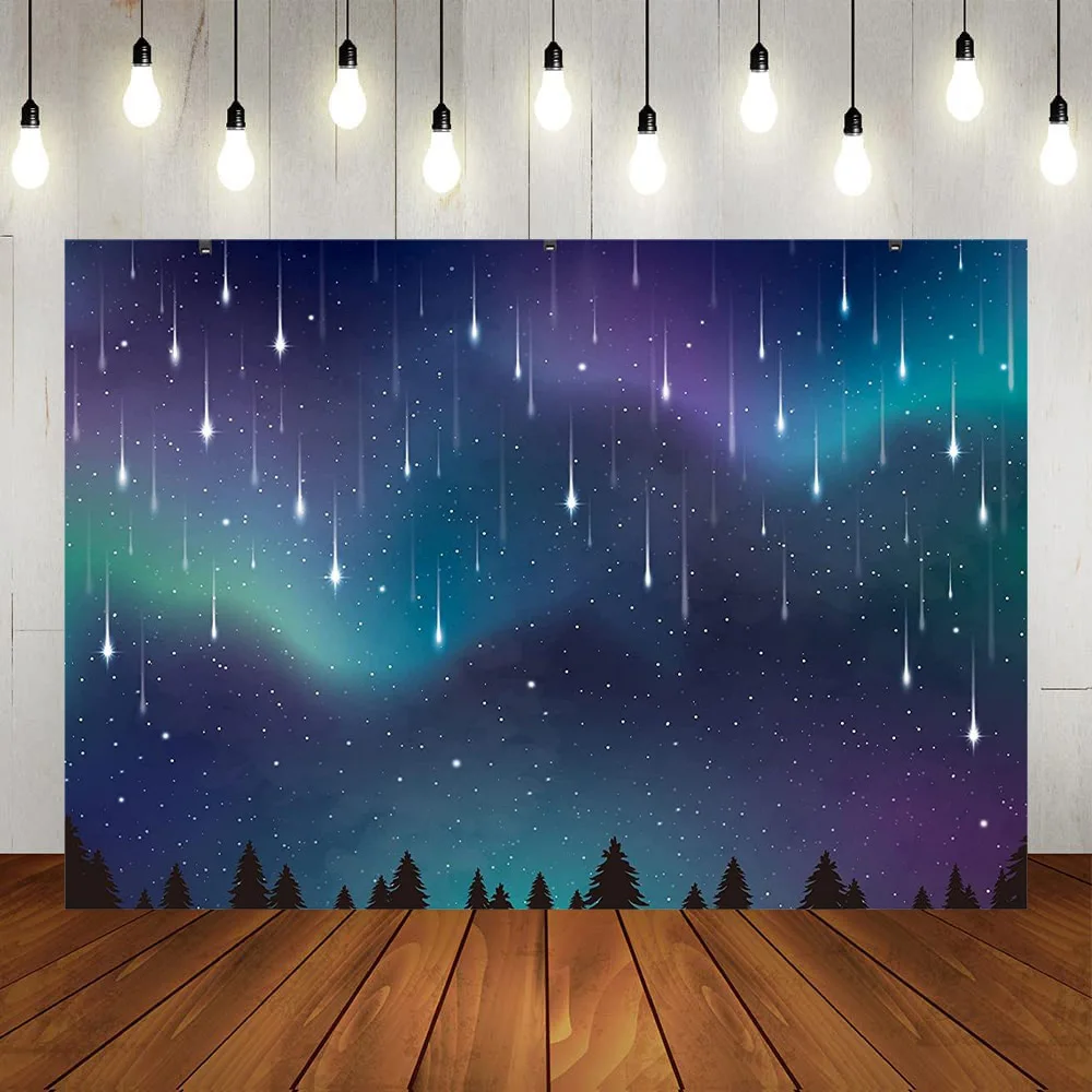 Night Sky Star Shooting Aurora Decoration Universe Galaxy Constellation Celestial Backgound Twinkle Little Star Birthday Party