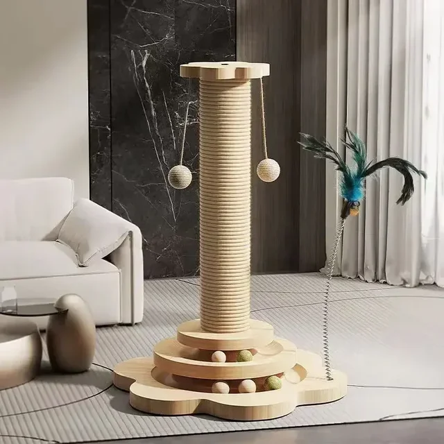 Solid Wood Pet Cat Turntable Scratch Pillar Board Sisal Climbing Frame Toy Balls Column Training Supplies Products Accessories Solid Wood Pet Cat Turntable Scratch Pillar Board Sisal Climbing Frame Toy Balls Column Training Supplies Products Accessories