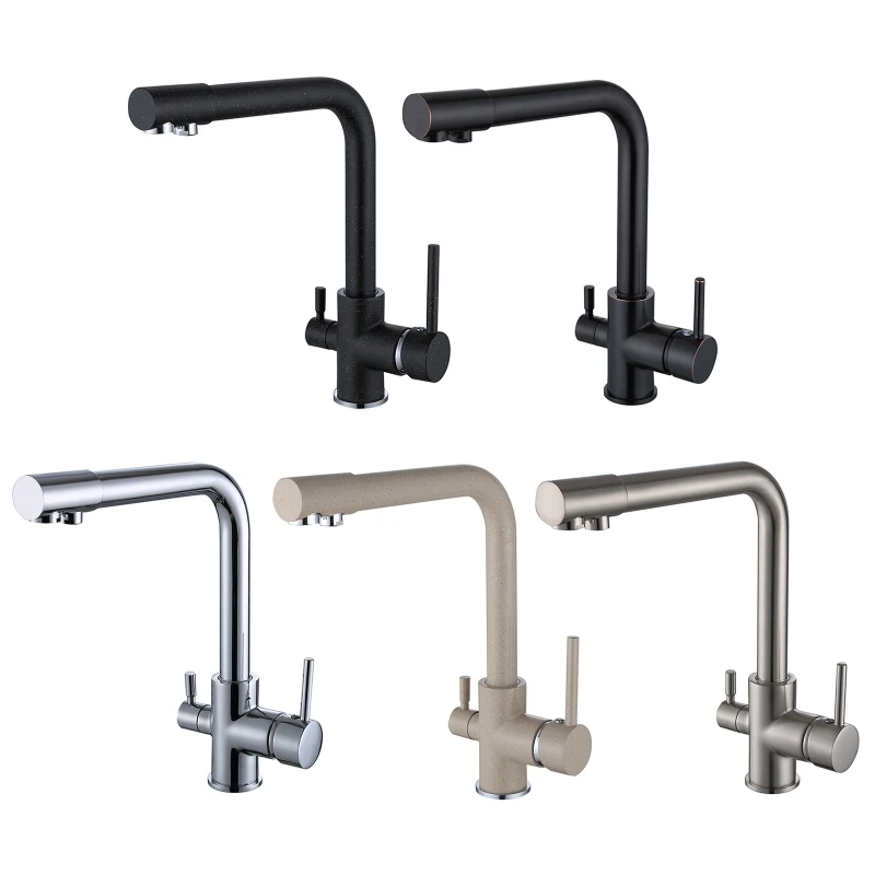 

Rotatable Kitchen Drinking Water Faucet Kitchen Bar Double Handle Sink Faucet Hot and Cold Mixer Tap Easy Installation