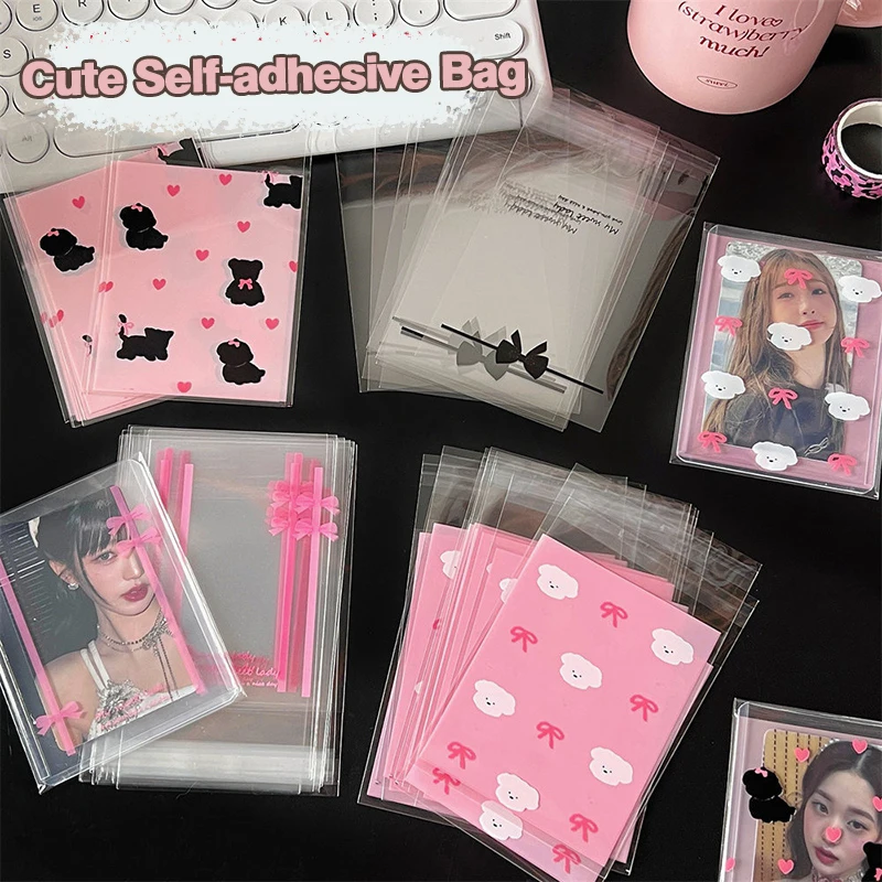 50PCS Kpop Idol Photocard Protector Poca Card Sleeves Kawaii Print Card Holder DIY Candy Packaging School Stationary Photo Card Holder Photocard Protector Photocard Holder