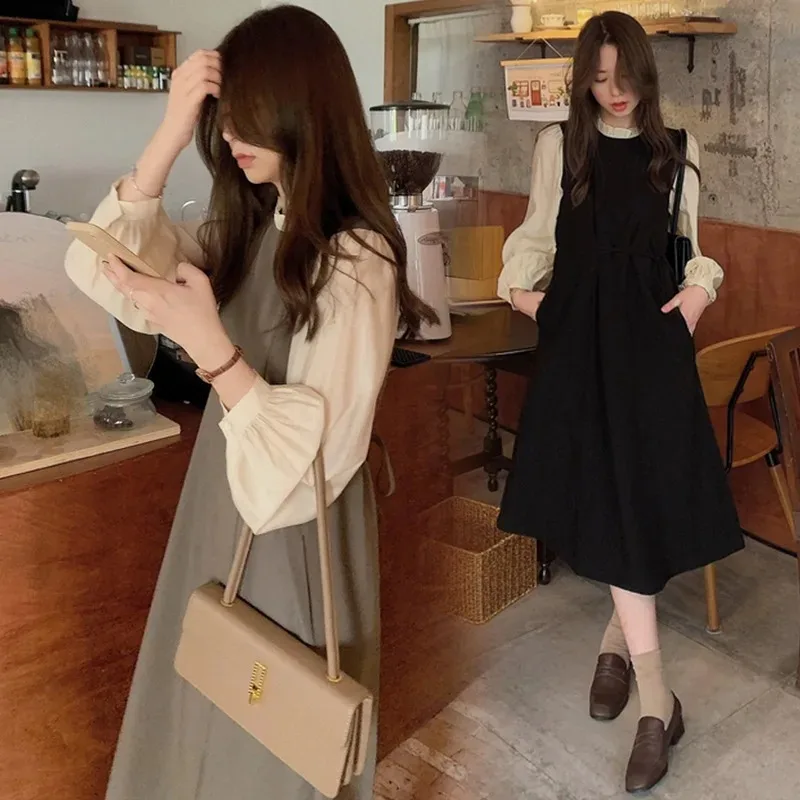 Maternity Stitching Fake Two-piece Clothes French Temperament Pregnancy Palace Sleeve Long-sleeved Dress 2024 Spring Autumn New 4