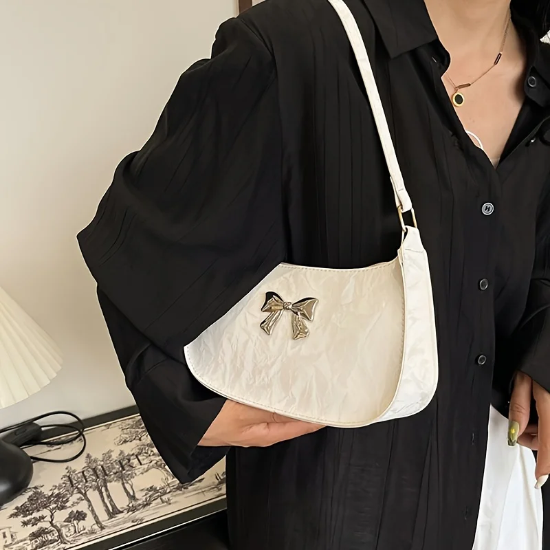 Sweet Fresh Small Bow Handbag for Women Trendy Underarm Shoulder Bag, Suitable for Daily Use, Outings, Dates, Parties, Gifts.