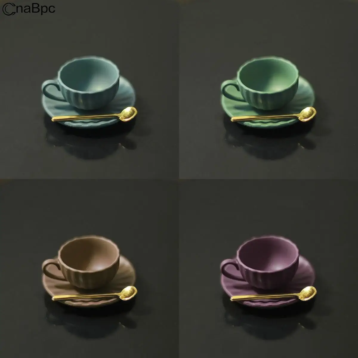 1:12 Dollhouse Miniature Coffee Cup Set Mini Metal Cup Saucer Spoon Model Doll House Decoration Doll Accessories