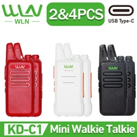 New WLN KD-C1 2/4PCS Mini Handy Portable  Walkie Talkie  UHF 400-470 Mhz KD-C1T  Ham Radio Type-C Charging Mi-Ni Walkie Talkie 1