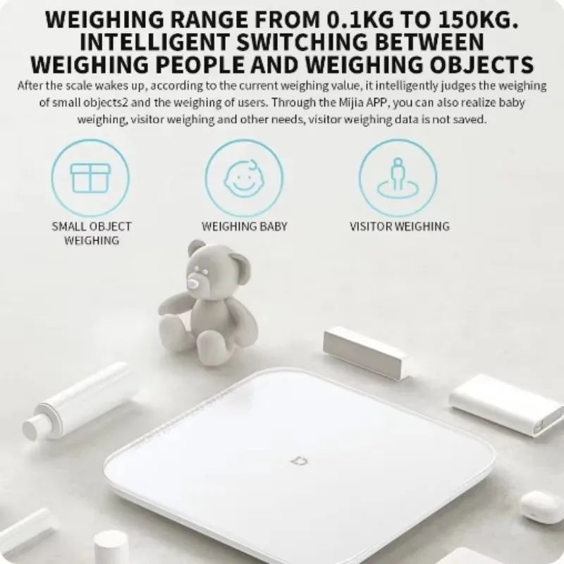 New Mijia Weight Scale S200 Smart Weighing Scale Bluetooth 5.4 LED Digital Display Accurate Measurement Works with MiJia APP