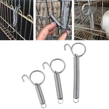 Pigeon Parrot Bird Cage Door Metal Material Snap Hook Multifunctional Fixed Tension Spring For Bird Breeding 1 Pc