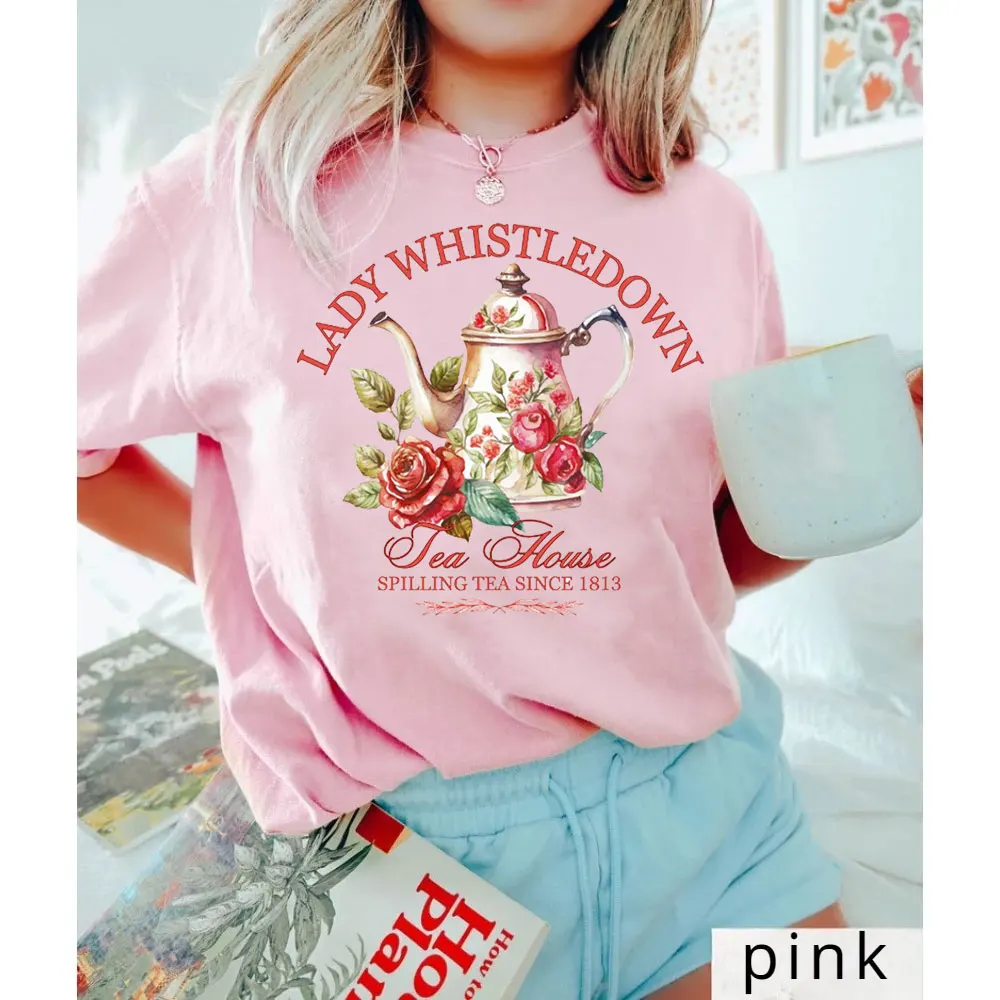 

Женский чайный магазин со свистком, футболка с вытекающим чай, джертон, футболка для ТВ-шоу, Дафна, джертон, топы для розыгрыша, романтический ридер