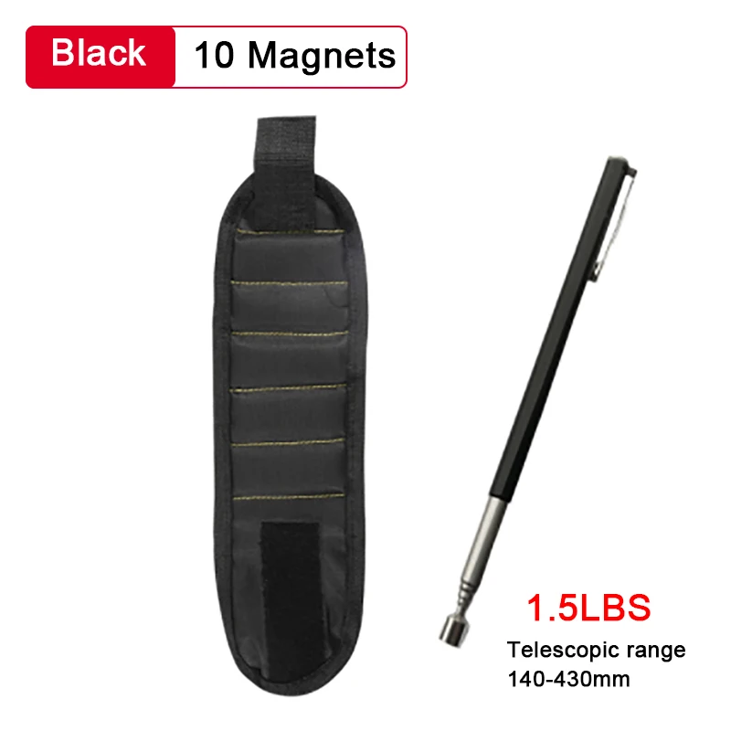 Portable Magnetic Wristband Tool Bag Strong Magnetic Wristband Tool Belt with Telescopic Pick Up Tool for Screw Nail Nut Bolt best tool backpack Tool Storage Items