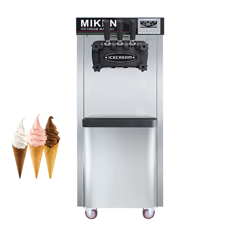 

Commercial Soft Ice Cream Machine 3 Flavors Vertical Ice Cream Makers Stainless Steel Ice Cream Making Machine