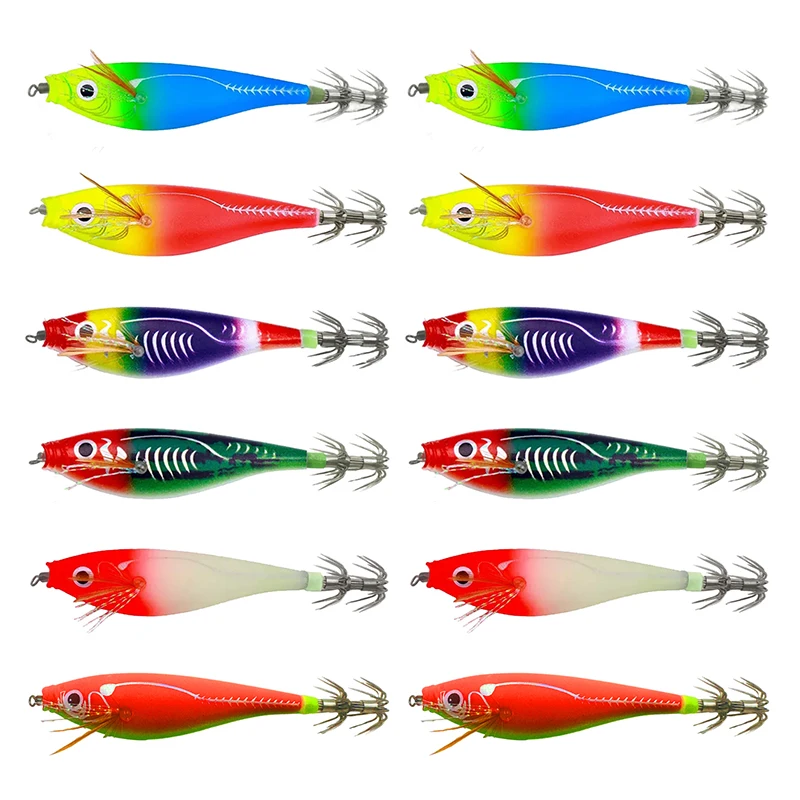 Webfoot Octopus Egi Squid Lure Luminous Horizontal Cuttlefish Octopus Bait Wood Shrimp Short Arm Octopus Egi Swimbait 쭈꾸미 에