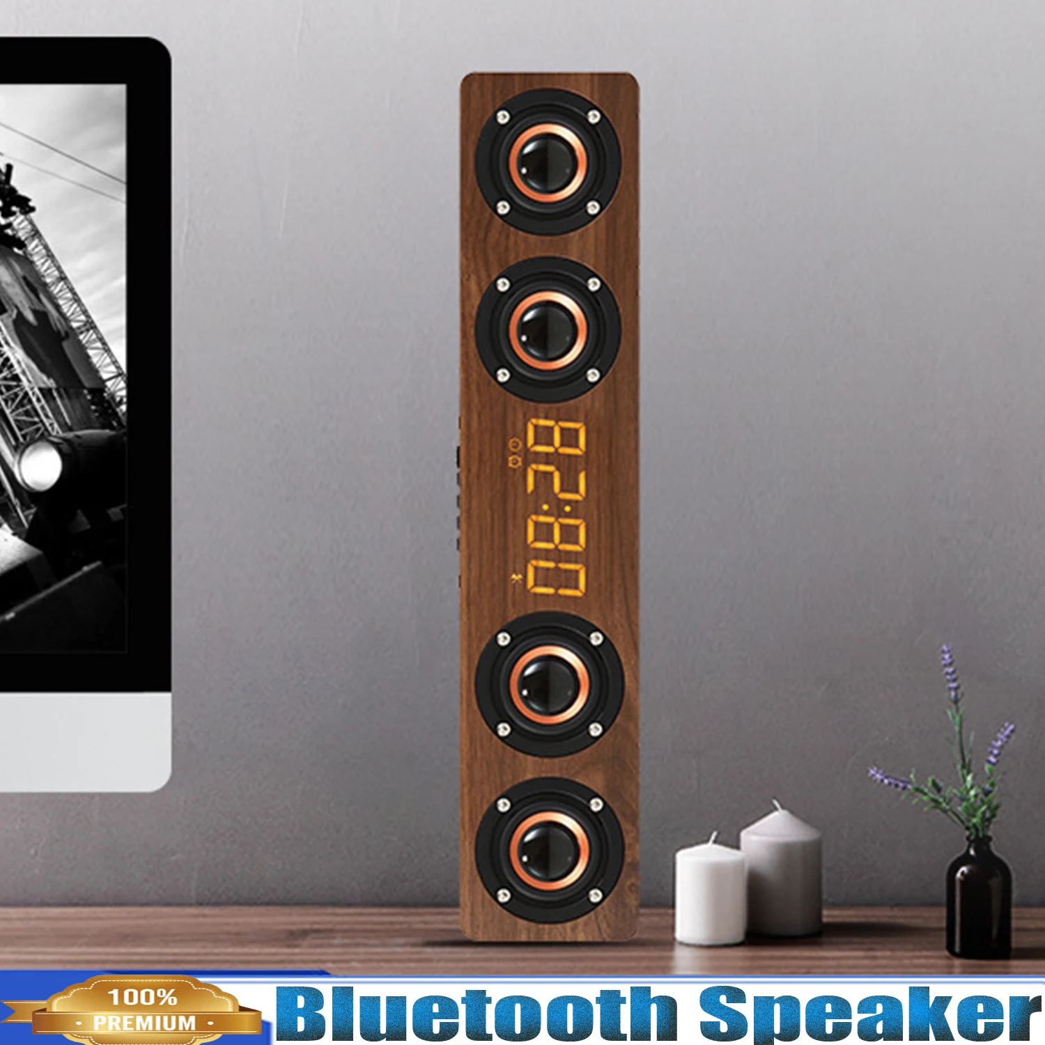 

Bluetooth Speaker,TF/AUX/Memory Card Connection,FM Radio Alarm Clock Function,HIFI Stereo Sound Portable Home Wireless Speaker