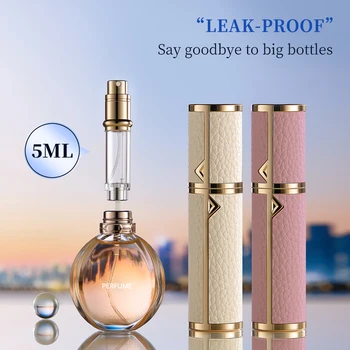 5ml PU leather mini perfume Atomizer Bottle Sprayer Suitable for Boarding Tight Sealing Travel Customized Refillable Bottles