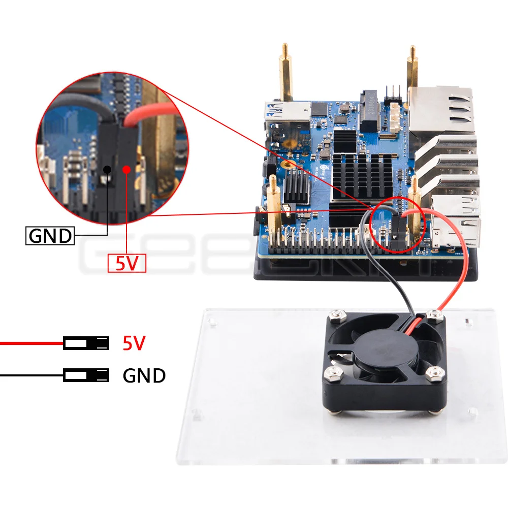 Geeekpi-laranja pi Case Plus 5v 3.6a Usb-c Kit de Alimentação Ventilador de Refrigeração 40 mm Pcs Dissipadores de Alumínio - Imagem 3