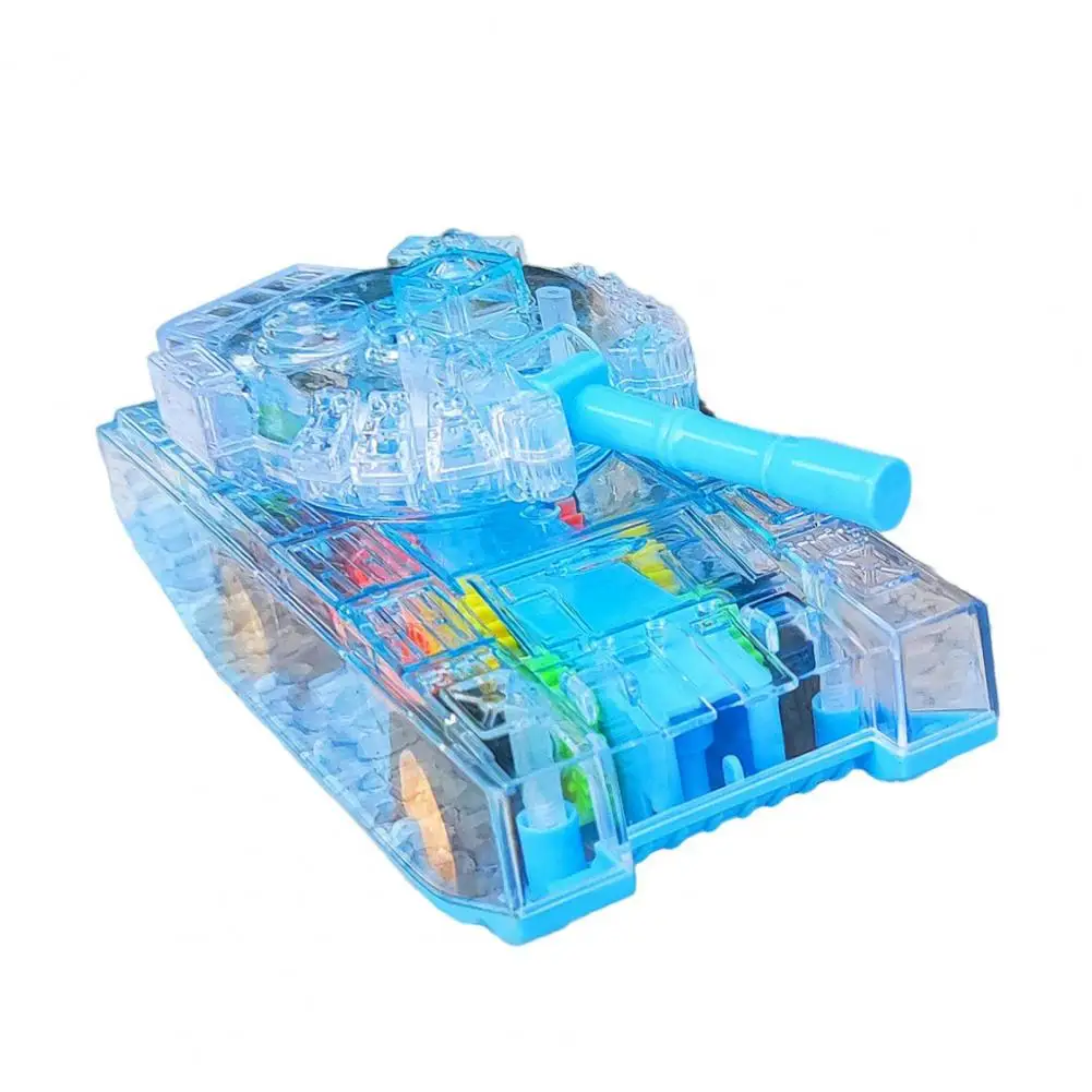 

Tank Inertia Toy Cool Light Transparent Gear Rotation Universal Walking Tank Interactive Toys Colorful Mini Tank Boy Cannon Toy