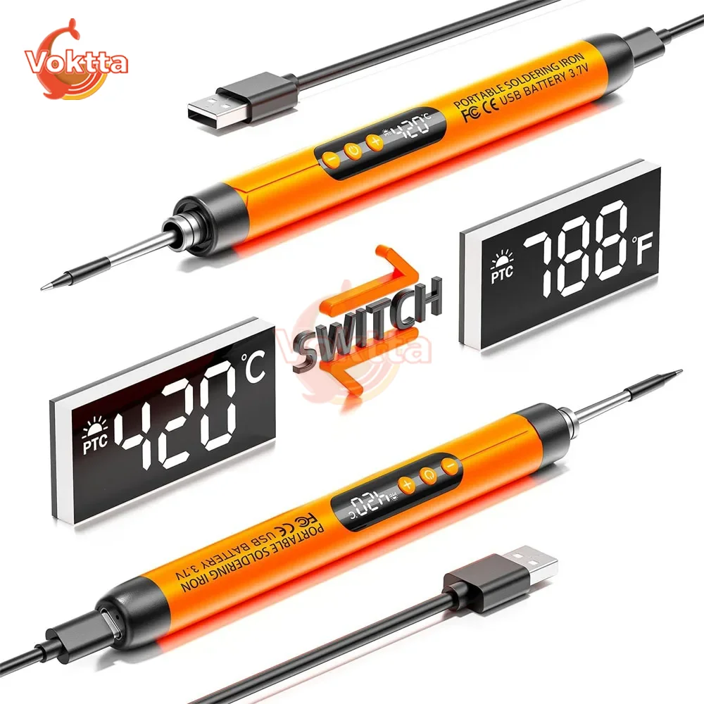 Electric Soldering Iron 1000mAh USB Soldering Iron 5V 8W Wireless Digital Electric Soldering Iron 260-420℃ Adjustable Temperature Solder Welding Tools