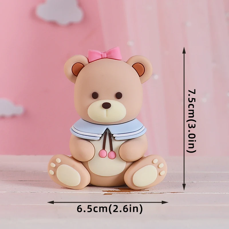 Bear Cake Toppers BABY Blocks Building Blocks Car Trojan Horse for Boy Girl Baby Shower Birthday Party Decoration Blue & Pink