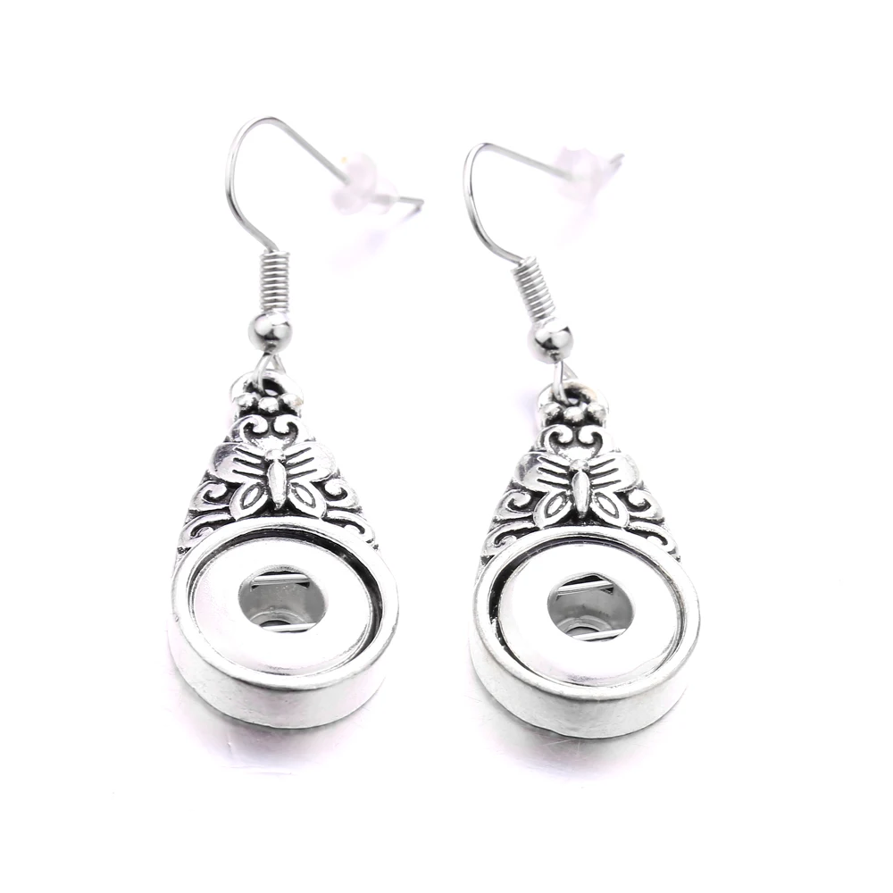 15pcs Vintage Style Metal 12mm Snap Button Earrings Heart Star Mini DIY Snaps Buttons Earring  Women Jewelry