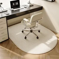Modern Simple Beige Bedroom Study Carpet Line Design Computer Chair Rug Special Corrugated Pattern Dressing Table Non-slip Mat 1