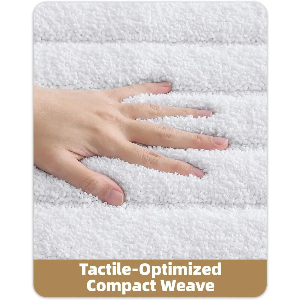 Color&Geometry Bath Mats for Bathroom Non Slip, 17"x30" White Bathroom Rugs Absorbent, Washable Bath Rugs Shower Mat Outside Sho