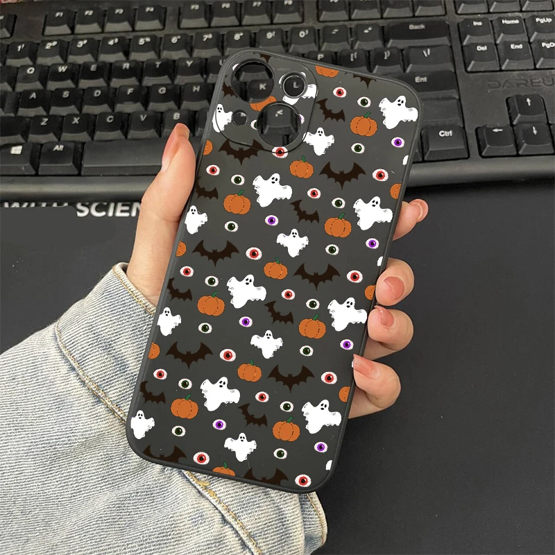 Adorable Cartoon Ghost & Pumpkin Silicone Phone Case - Halloween Edition