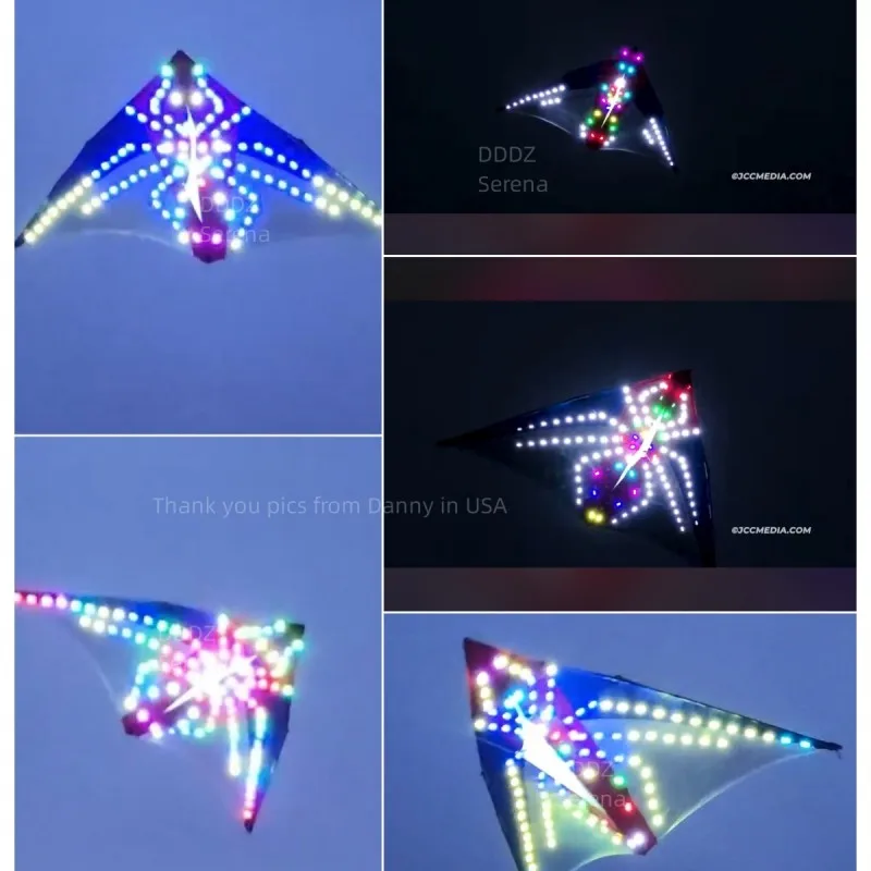 3 SQM delta LED spider red/black/yellow base 544 fabric ripstop umbrella cloth  kite with 10m tubing tails in surper high bright 2
