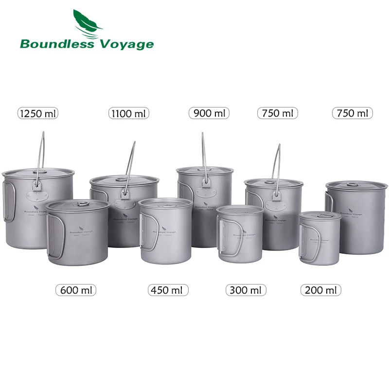 Portable Titanium Cup 1/5PCS Camping Mug Tea Coffee Cup with Lid Lightweight Cookware Outdoor Travel Drinkware Small Hanging Pot